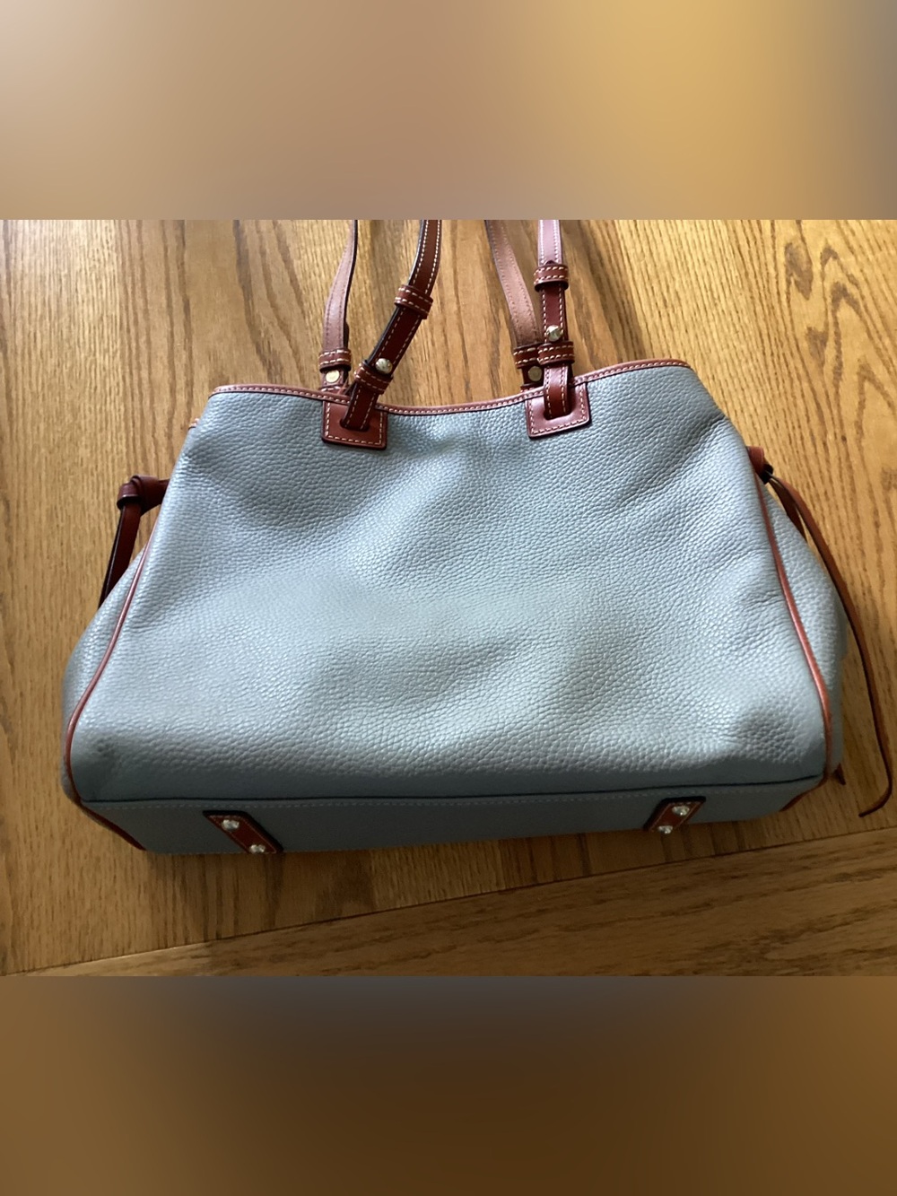 Dooney & Bourke Light green Pebble Leather Tote with Brown Trim - Picture 5 of 9